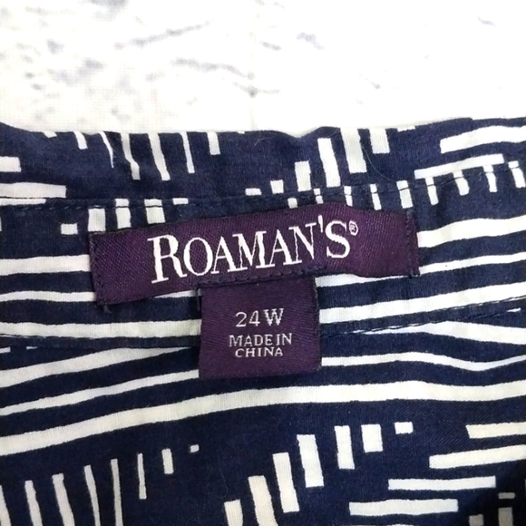 Roaman's Button Down Top Short Sleeve Cotton Sz 24W - Picture 5 of 5